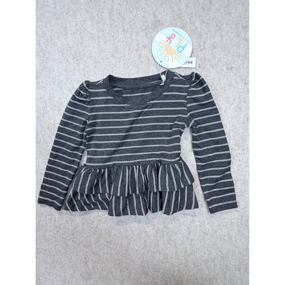 Little Sleepies Peplum Top Girls 6-12M Charcoal Heather sensory friendlyTiered